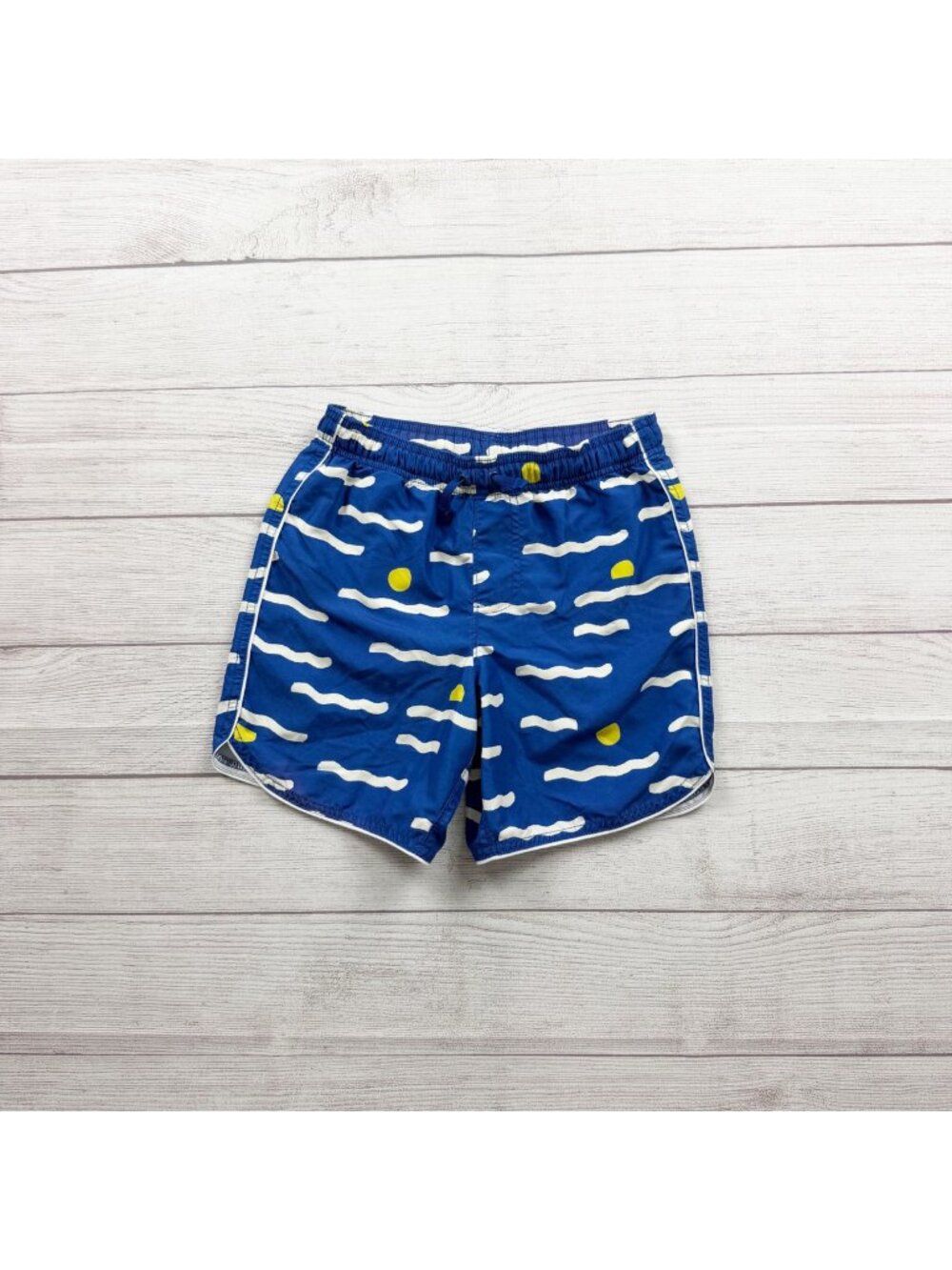 Hanna Andersson Boys Swim Trunk Shorts Blue Wave Print 130 US 8